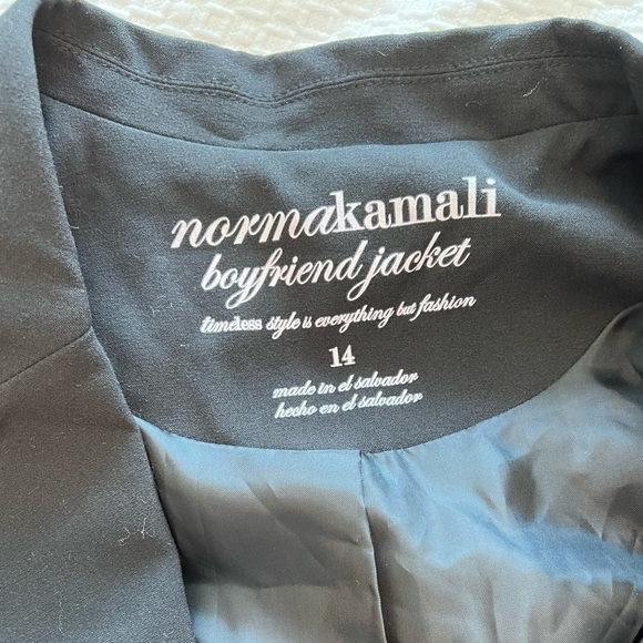 Norma Kamali Blazer Black Boyfriend Jacket Single Button Long Sleeve Size 14 - Picture 15 of 16